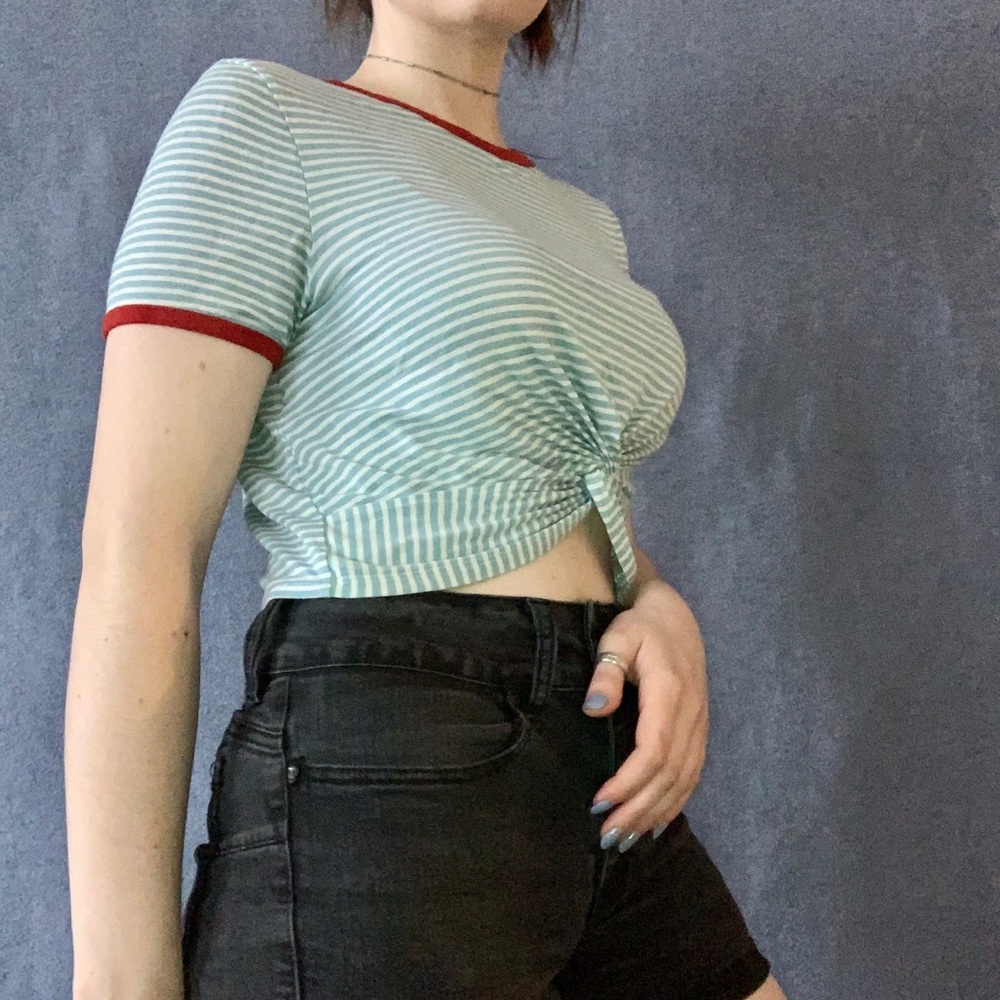 Blue And White Striped Ringer Shirt